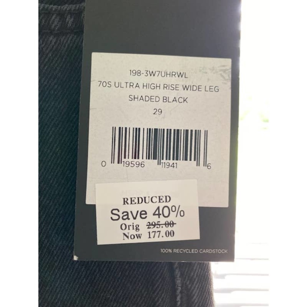 ReDone Womens Jeans Originals 70s Ultra High Rise‎ Wide Leg in Shaded Black NWTs - Picture 3 of 7